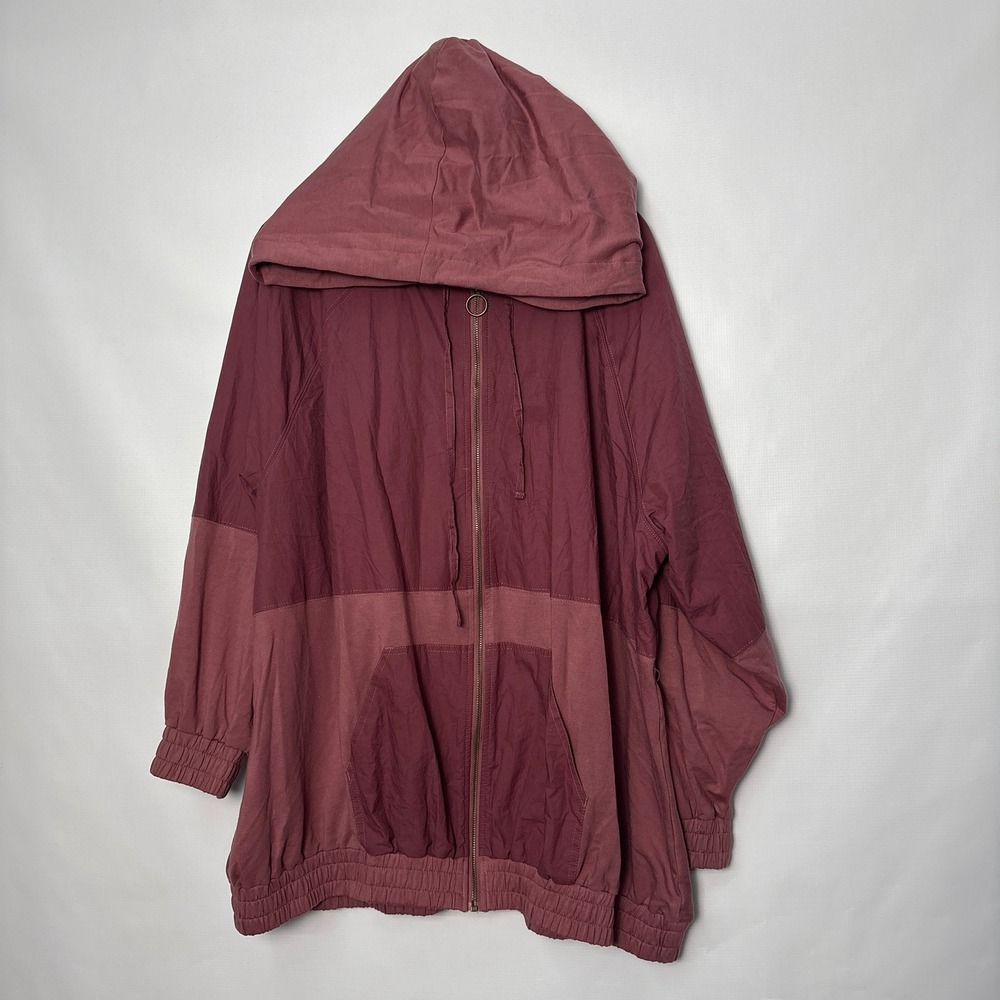 SUMMERSALT Colorblock Full Zip Hoodie Burgundy Mauve Mixed Media 2XL